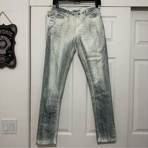 Y2K Low Rise Grunge Oil Wash Jeans Size 3 Skinny NWT
